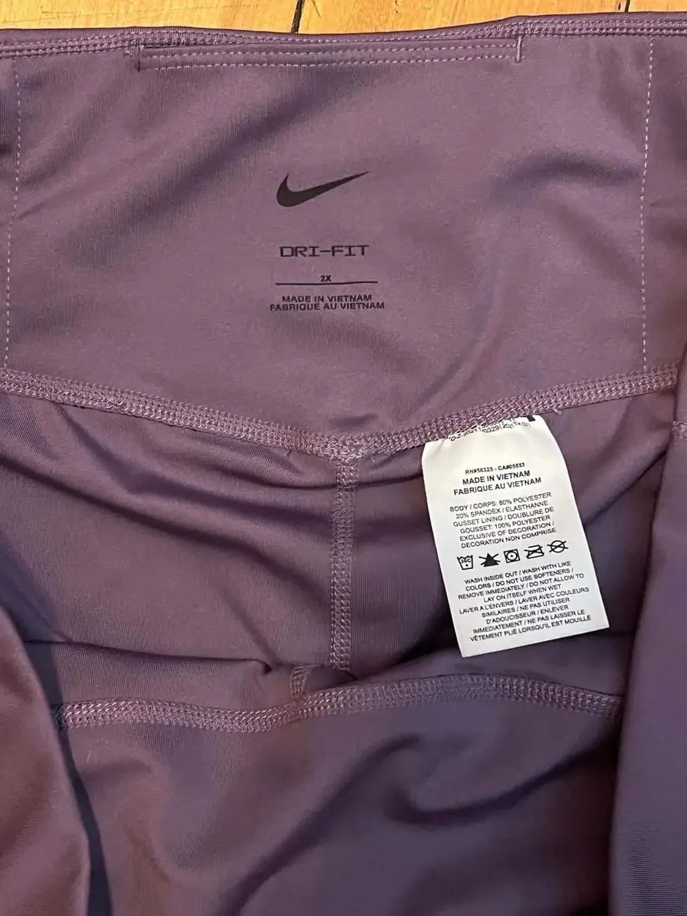 Nike Women's Dri-Fit One Mid-Rise 7/8 Graphic Leggings Amethyst Smoke 2X